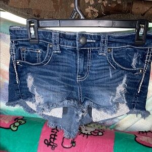 Daytrip Dark Blue Distressed Jean Shorts